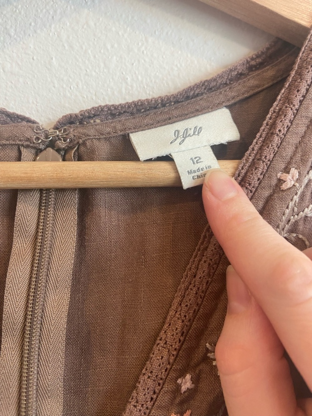J Jill Brown Linen dress with embroidery - Picture 2 of 5